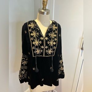 Johnny Was Palmira Curved Hem Prairie Blouse - Medium